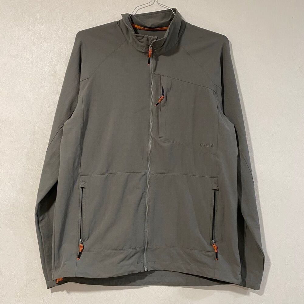 Orvis Men’s Lightweight Softshell Jacket Gray Medium | Outdoor Hiking Zip-Up